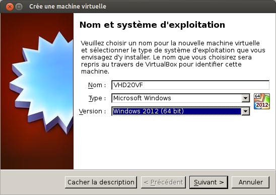 Création d'une VM dans VirtualBox