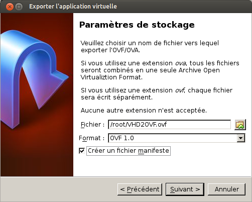 Export vers .ovf