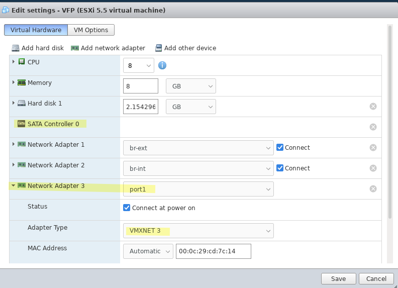 configuration de VFP