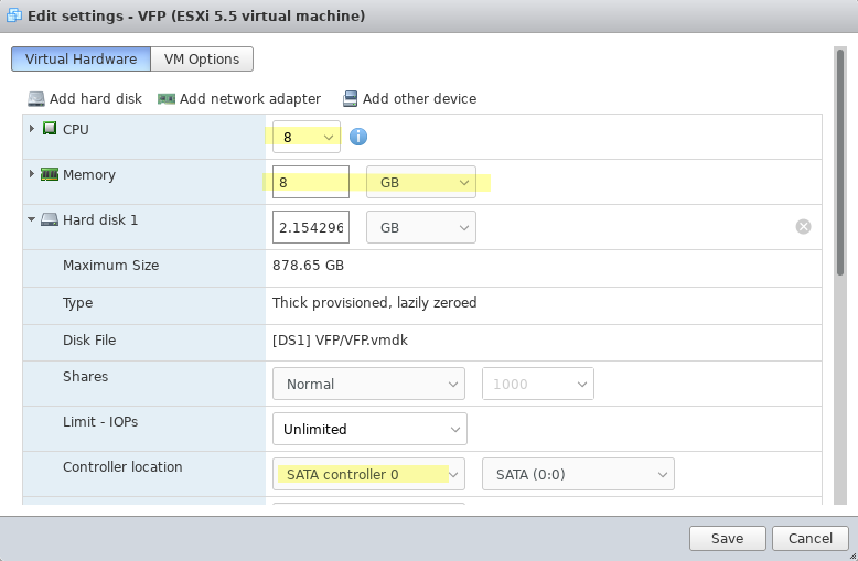 configuration de VFP